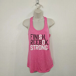 REEBOK "Finish Reebok Strong" Racerback Tank Pink Size S